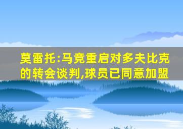 莫雷托:马竞重启对多夫比克的转会谈判,球员已同意加盟